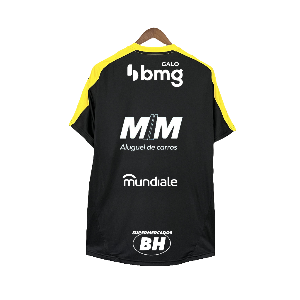 Camiseta Atlético Mineiro 25/26 Entrenamiento - Todos los Patrocinios - Negro - Versión Aficionado