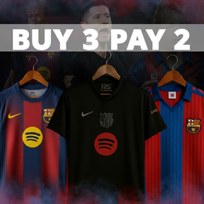 COMPRE 3 PAGUE 2 Camiseta Barcelona 25/26 I de Local + Versión Retro + 24/25 II de Visitante